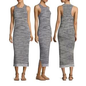 Theory Intrella Women's Dress S, Space Dye Striped Linen Knit Tank Maxi Long